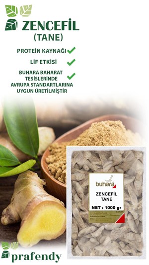 BUHARA TOPTAN ZENCEFİL TANE 1 KG x 10 Ad - 10 KG