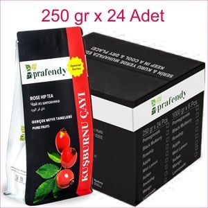 PRAFENDY KUŞBURNU ÇAYI GERÇEK MEYVE TANELİ 250 gr x 24 Ad. - PRAFENDY