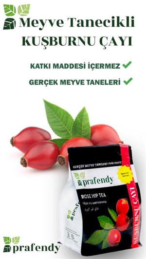 PRAFENDY KUŞBURNU ÇAYI - GERÇEK MEYVE TANELİ 1000 GR