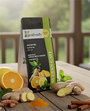 Prafendy Sultan Çayı 250g - Gerçek Meyve Taneli Yoğun Mentollü Bitki & Meyve Çayı (Toz)