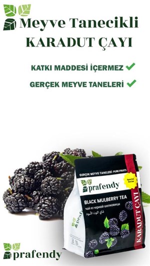 PRAFENDY TOPTAN KARADUT ÇAYI GERÇEK MEYVE TANELİ 1 Kg x 6 Ad.