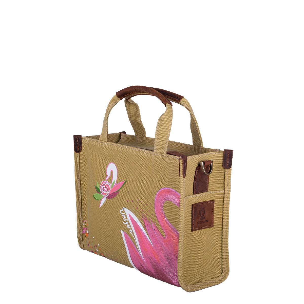 Kanvas Çanta Açık Yeşil Kuğulu Küçük Boy