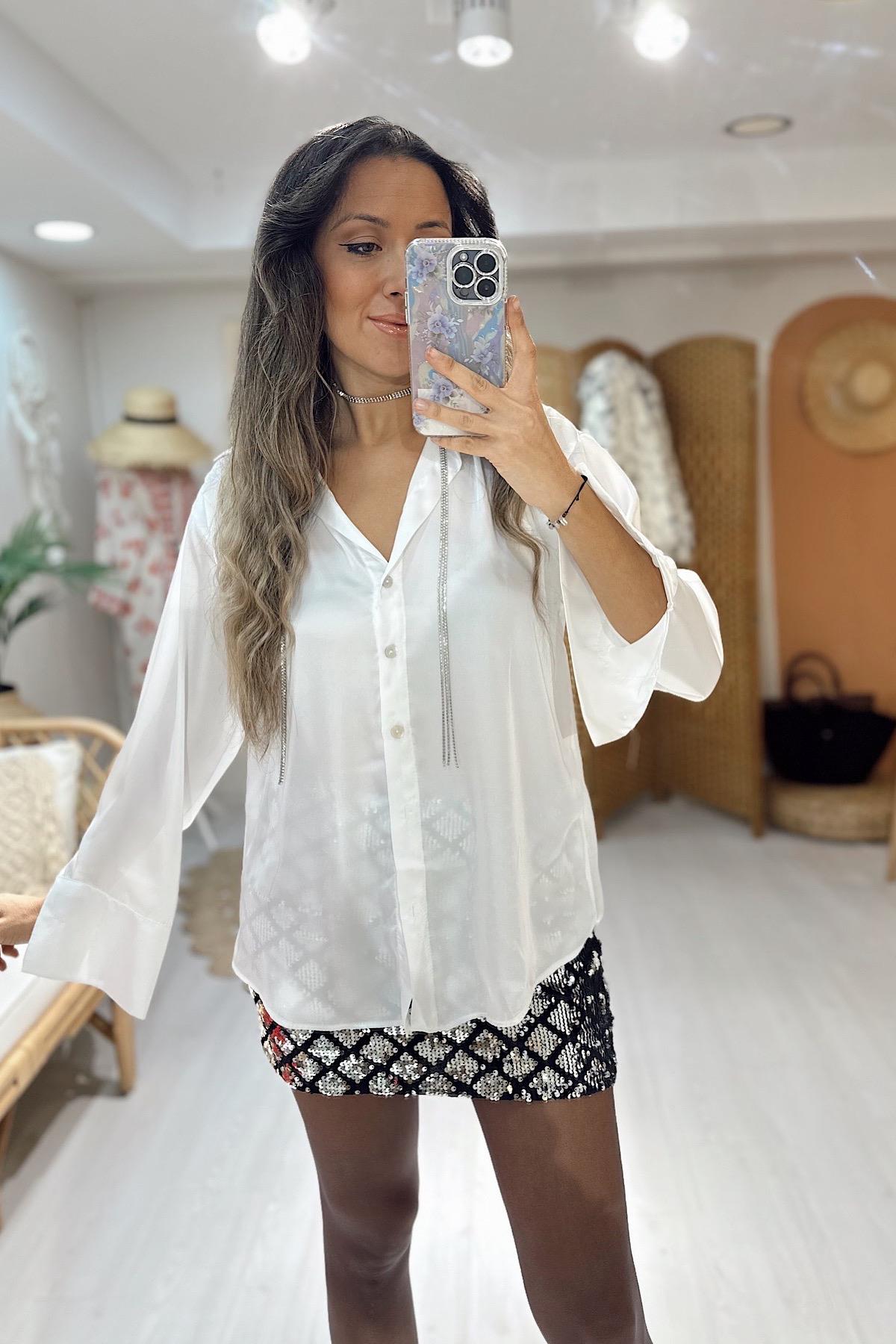 Saten Gömlek - Beyaz