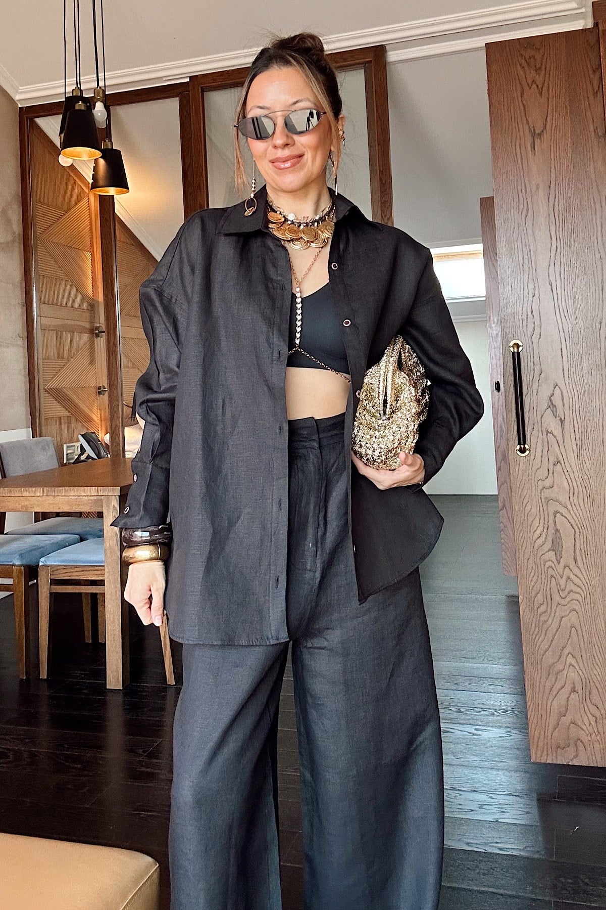 Sırtı Bağlamalı Premıum Gömlek- Siyah