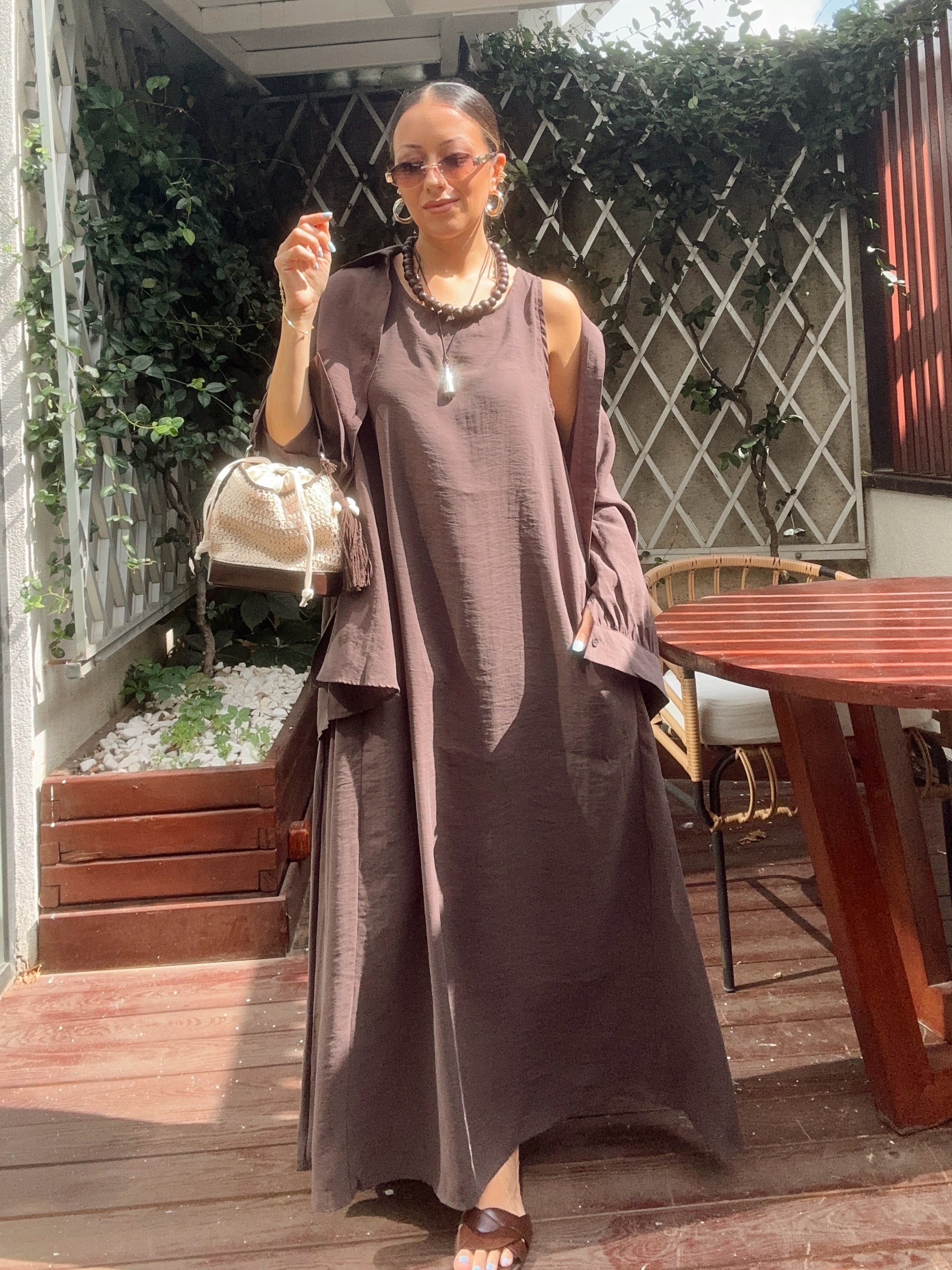 Elbise Gömlek İkili Takım -Kahve