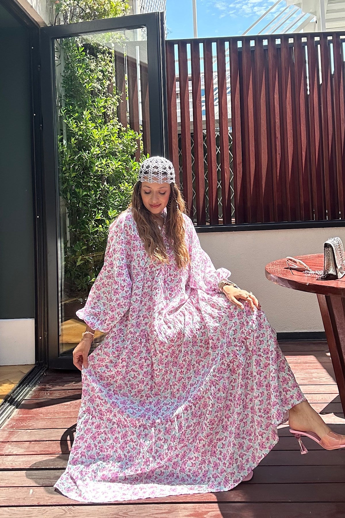Maxi Flower Elbise- Lila