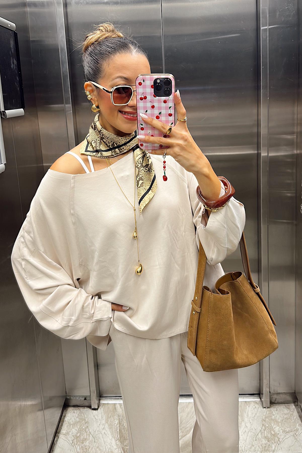 Modal Dikiş Detay Takım- Bej