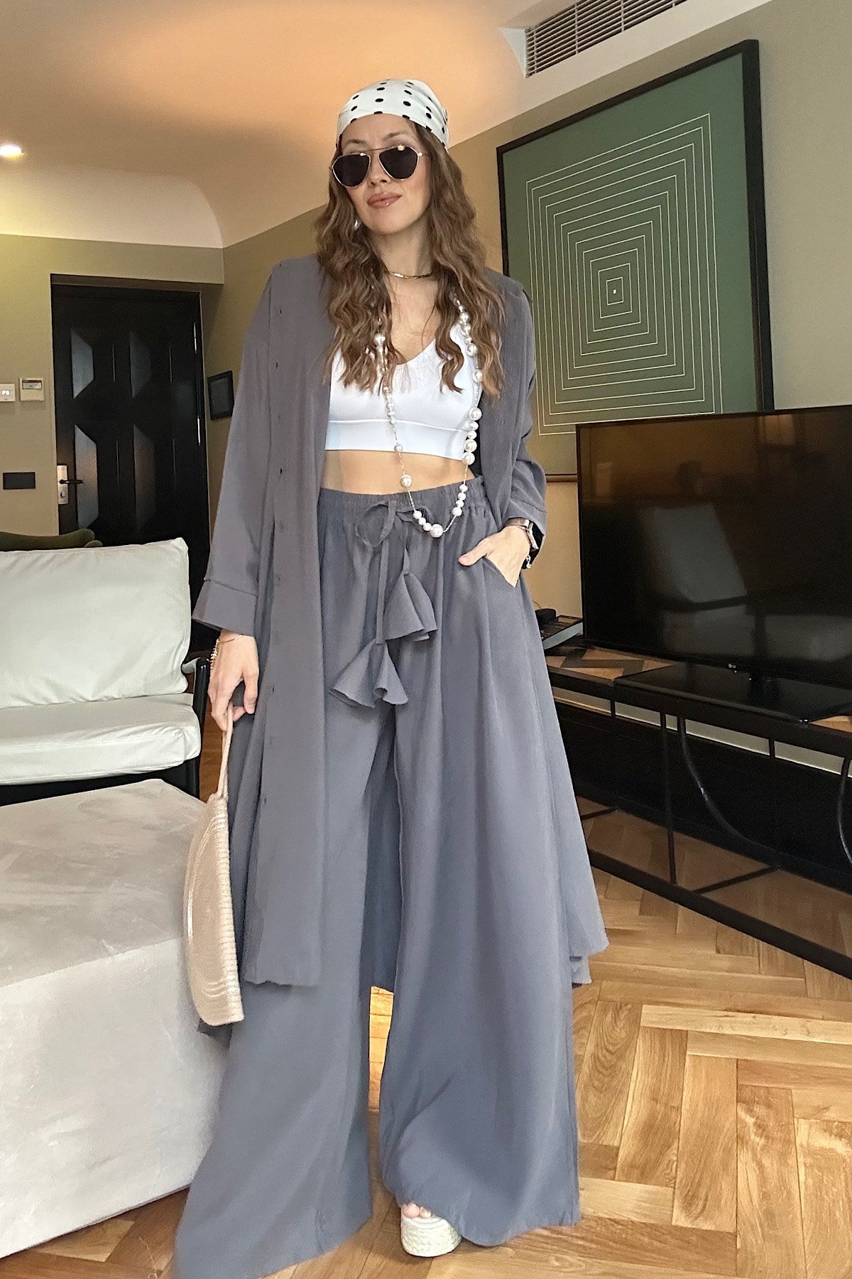 Oversize İkili Takım -Gri