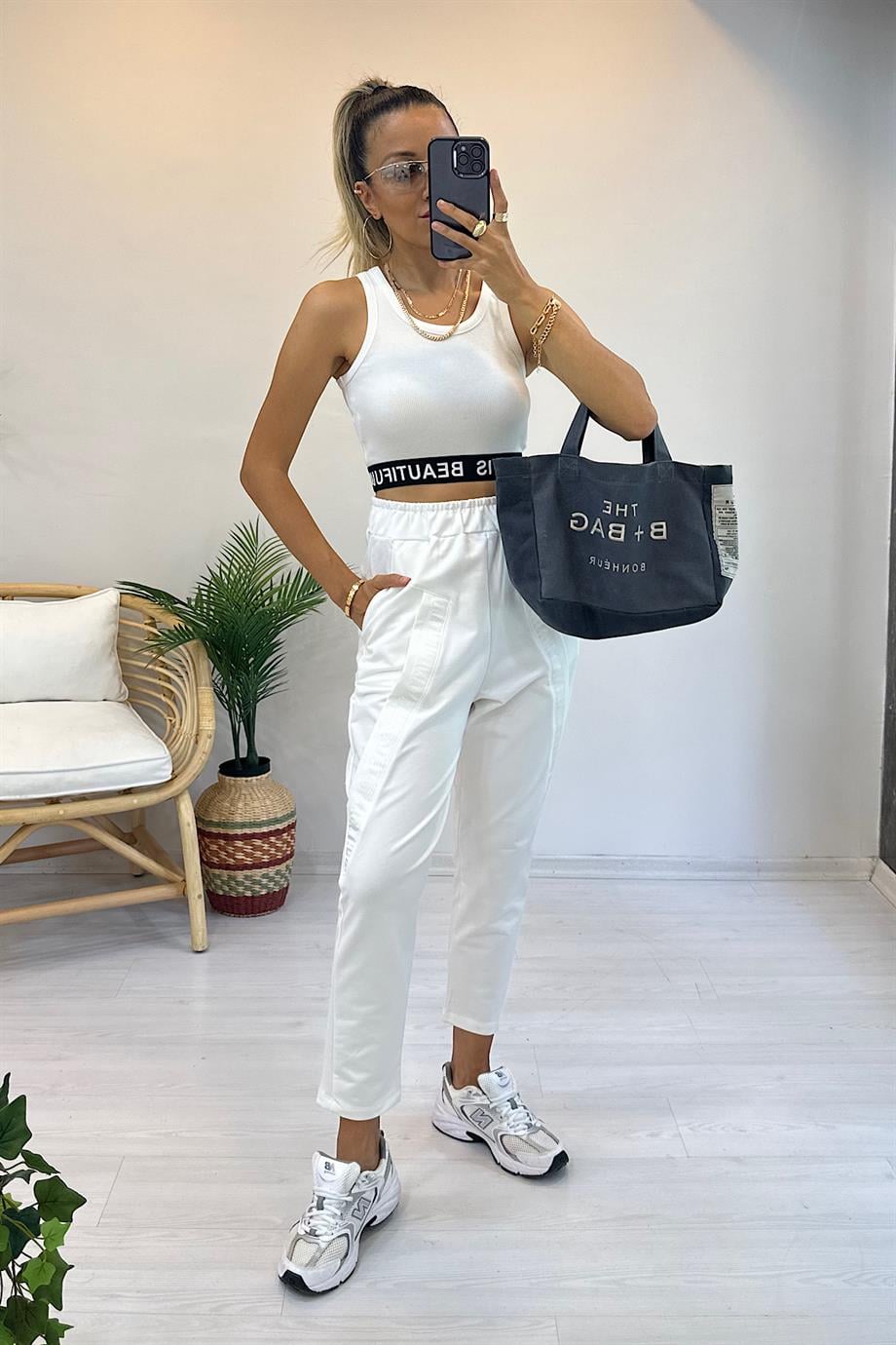 Şalvar Eşofman Pantolon Beyaz