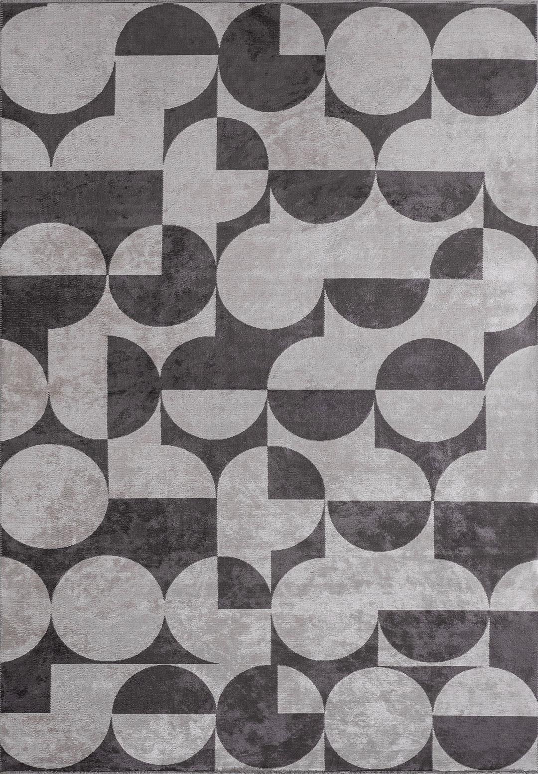 CIRCLE CHARCOAL - BONE RUG