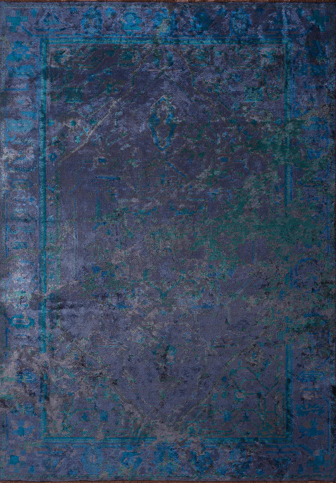 MONARCH ERA CHARCOAL - DARK TURQUOISE - CYAN - NAVY BLUE RUG