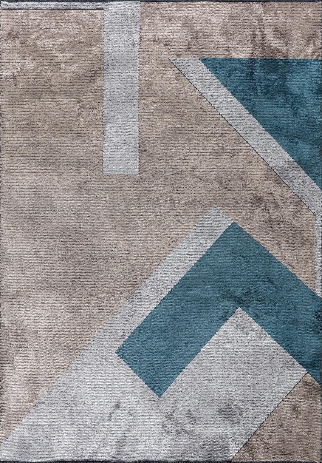 PAMPLONA NOUGAT - LIGHT GREY - PETROL RUG
