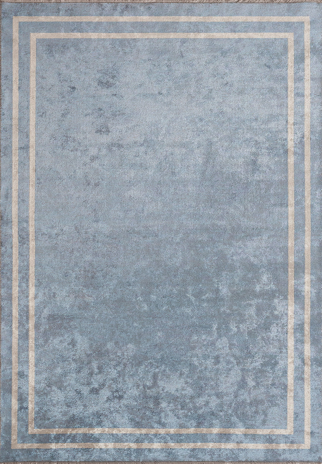 PARALLEL BORDER BLUE - BEIGE RUG