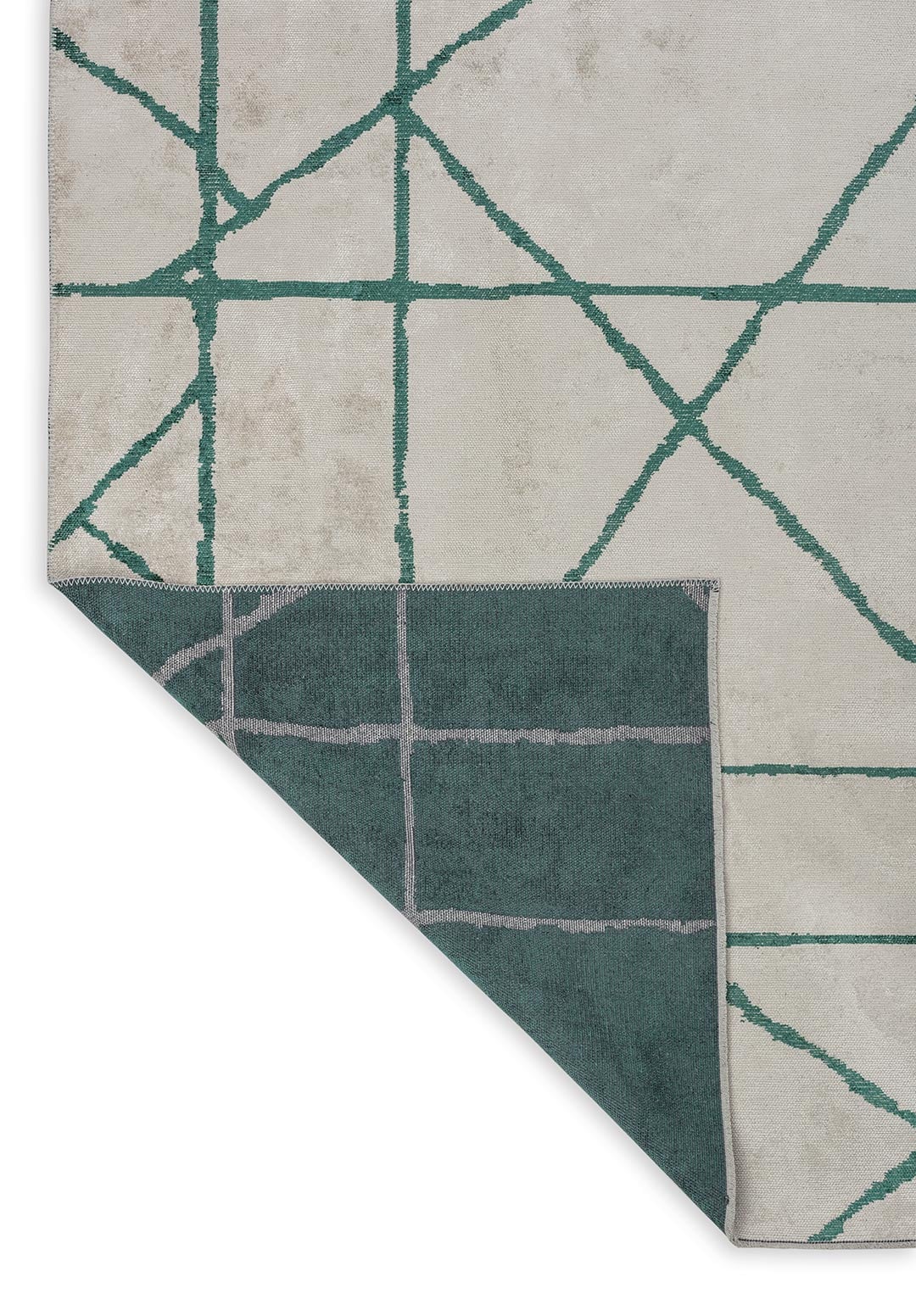 GRID EKRU - KOYU YEŞİL HALI