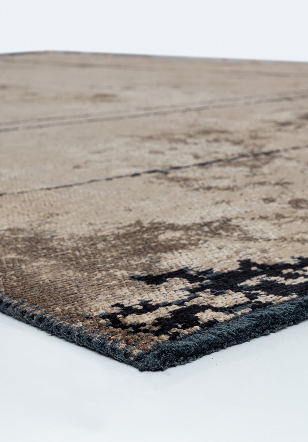 BARBER BLACK - DARK BEIGE RUG