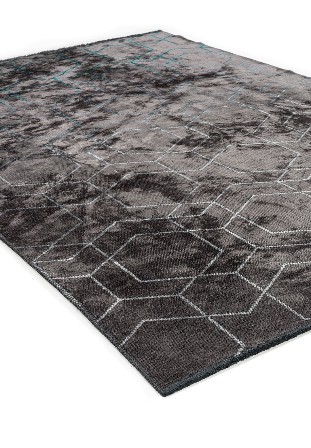 HONEYCOMB DARK TURQUOISE - PETROL - BLUE - ICE BLUE - CHARCOAL RUG