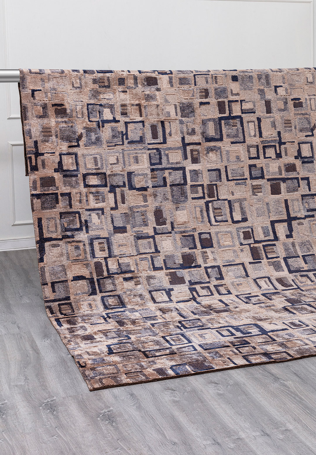TRIBE ICE BLUE - DARK NAVY - LIGHT CREAM RUG