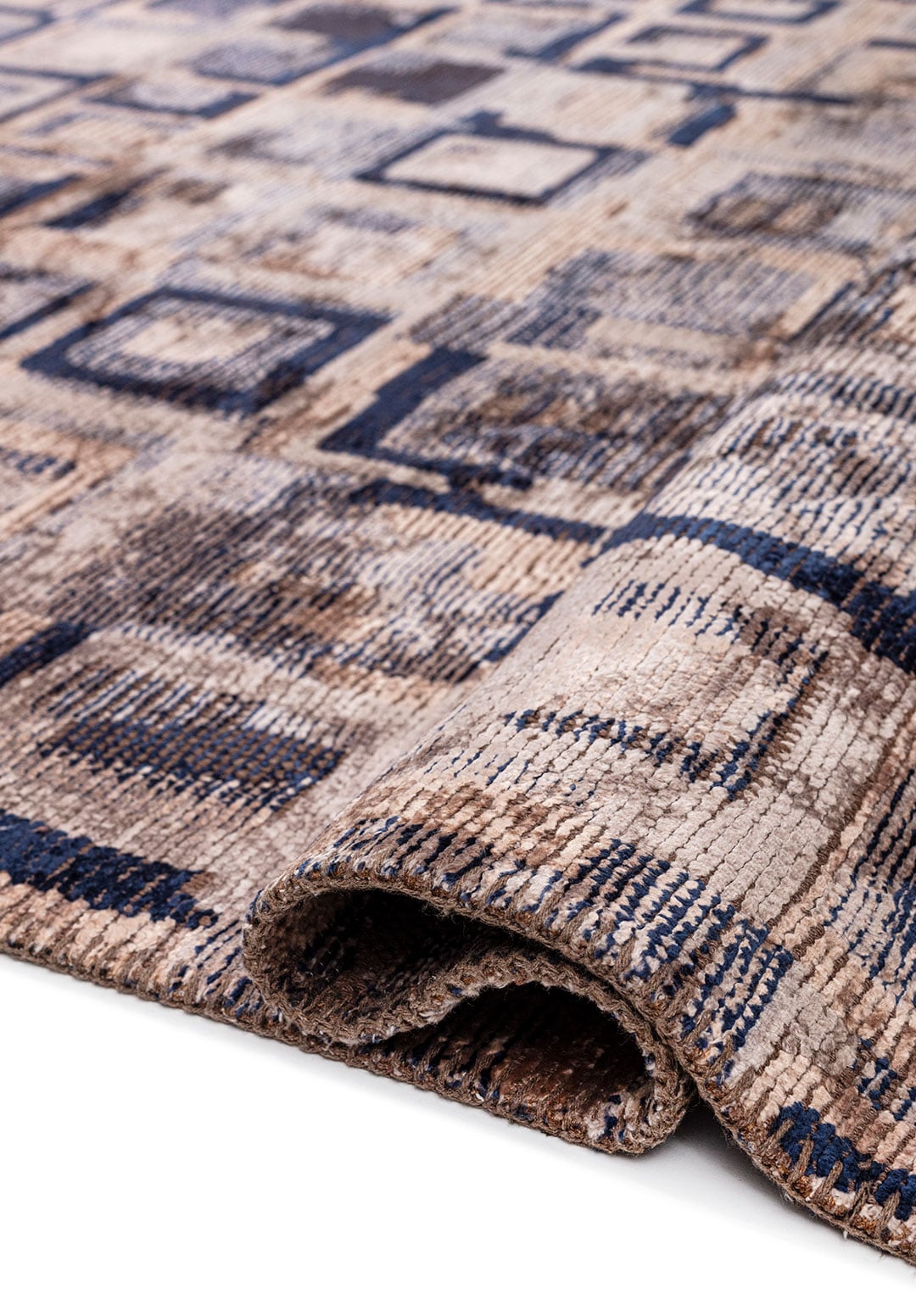 TRIBE ICE BLUE - DARK NAVY - LIGHT CREAM RUG