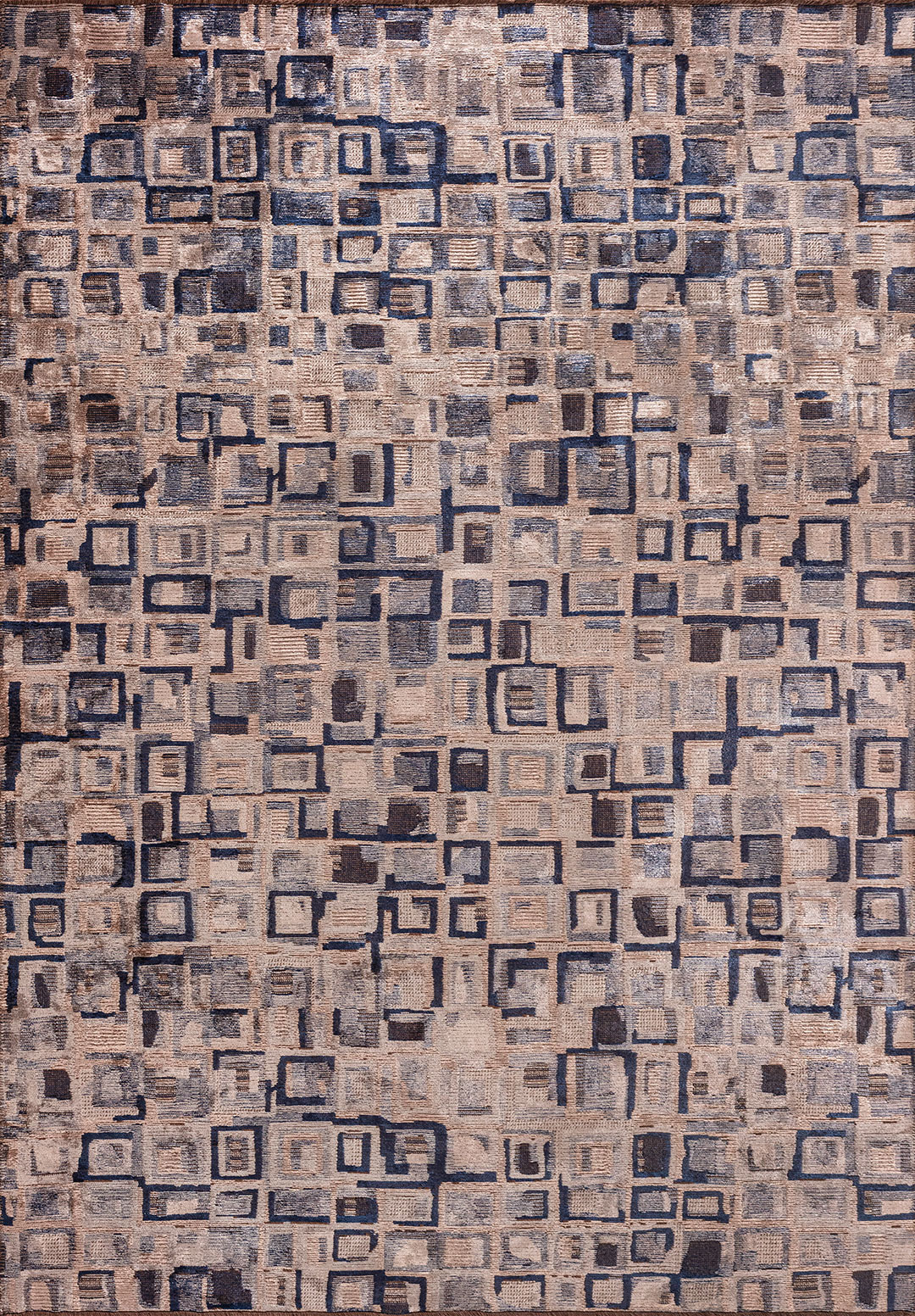 TRIBE ICE BLUE - DARK NAVY - LIGHT CREAM RUG
