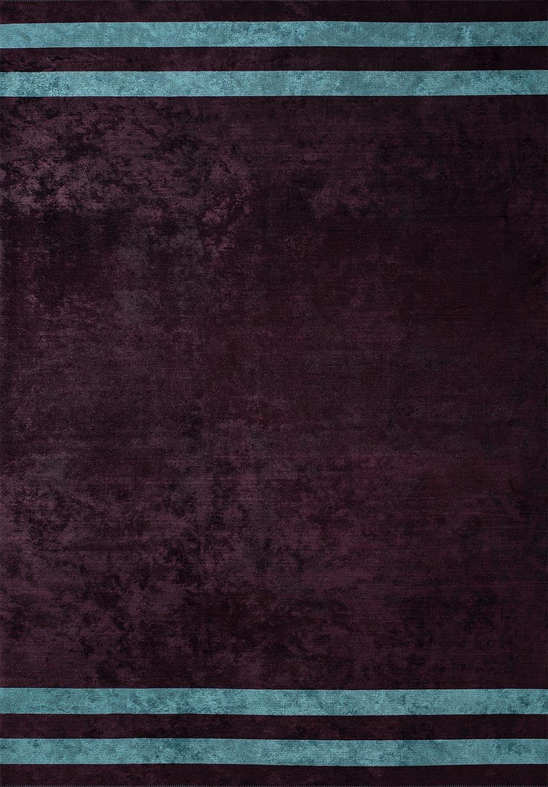 BAND DARK BURGUNDY - TURQUOISE RUG