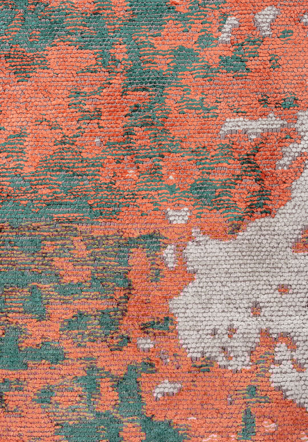BLAZE DARK GREEN - CORAL - BONE RUG