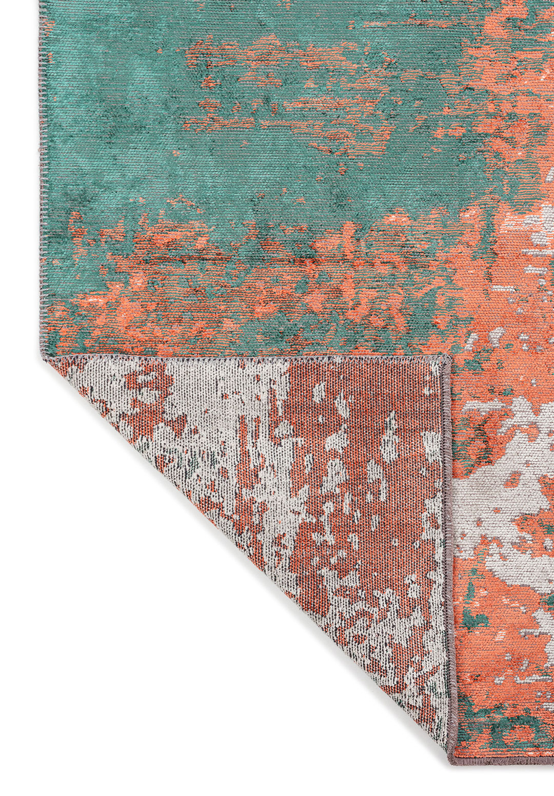 BLAZE DARK GREEN - CORAL - BONE RUG