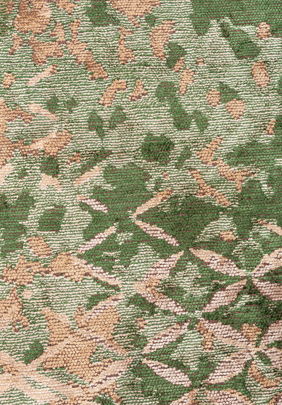 BLOOM FOREST GREEN - DARK BEIGE - LIGHT CREAM RUG
