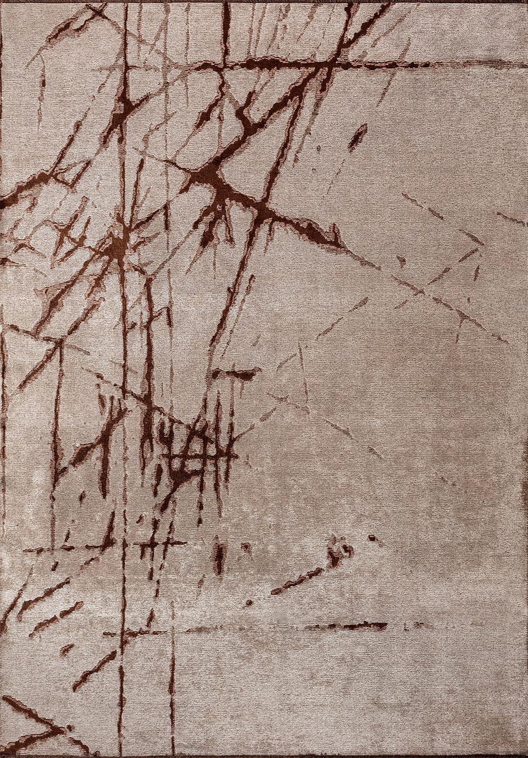 CRACK DARK BROWN - COPPER - CREAM RUG