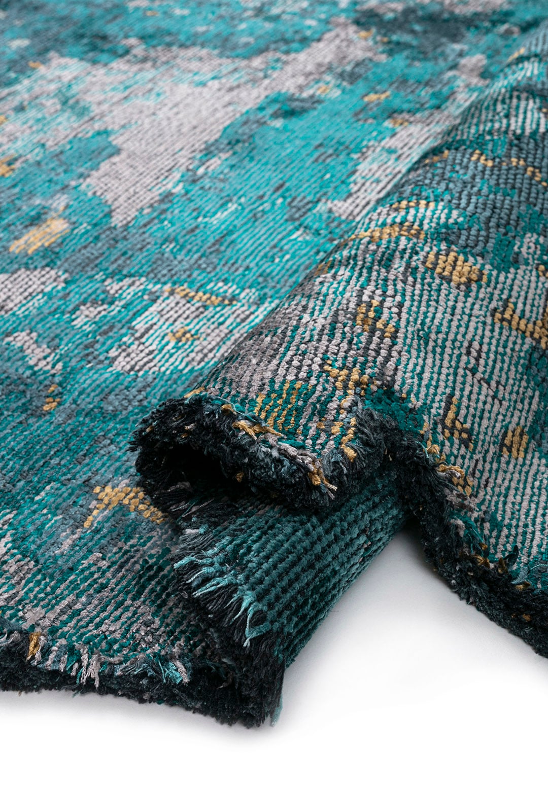 SERENITY LIGHT GREY - DARK TURQUOISE - PETROL - GOLD - RIVER GREEN - TURQUOISE RUG