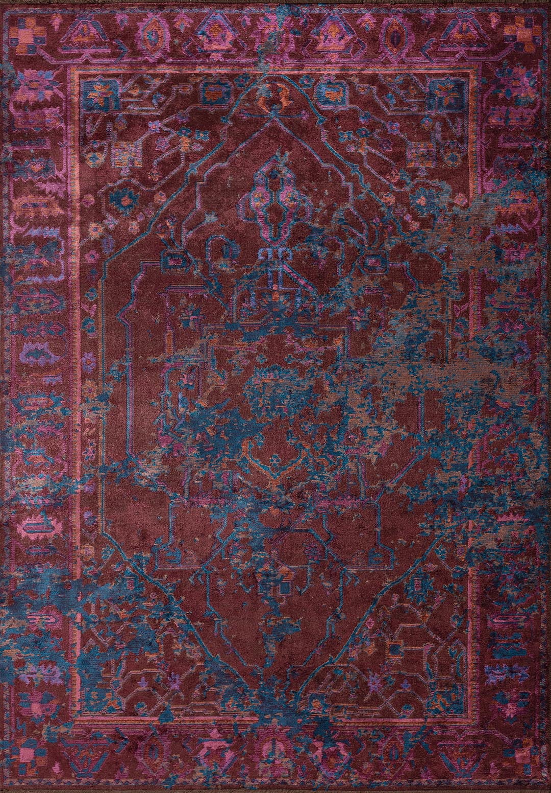MONARCH ERA CYAN - RUST - PURPLE - CHERRY RUG
