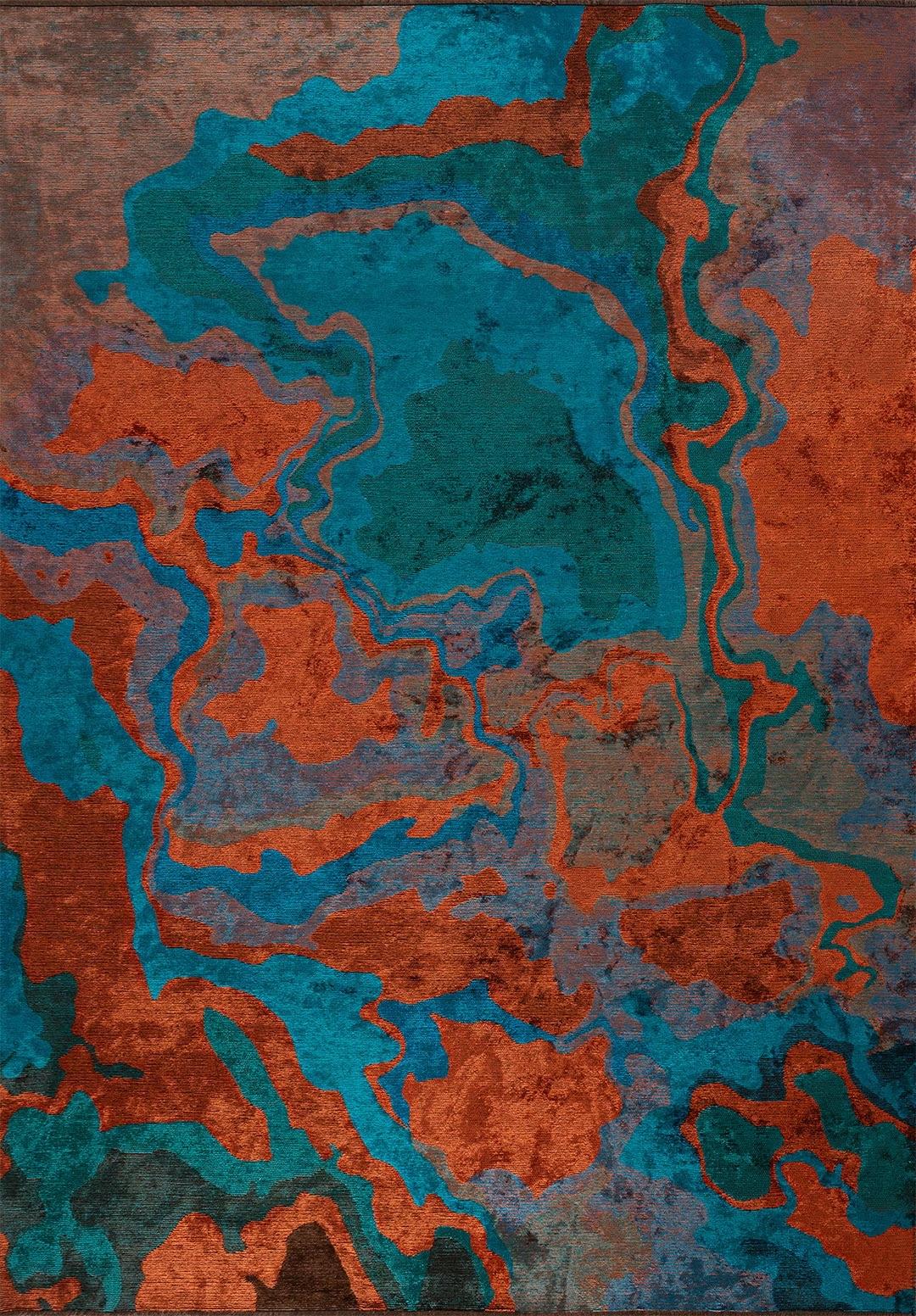 ISOLA RUST - CYAN - DARK TURQUOISE - DARK BROWN RUG