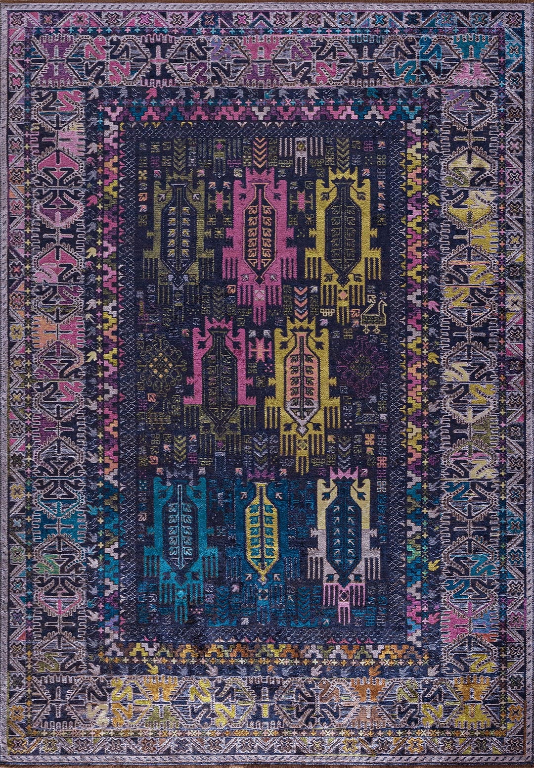 FOLK DARK NAVY - PURPLE - CYAN - LILAC - KIWI - CACAO RUG