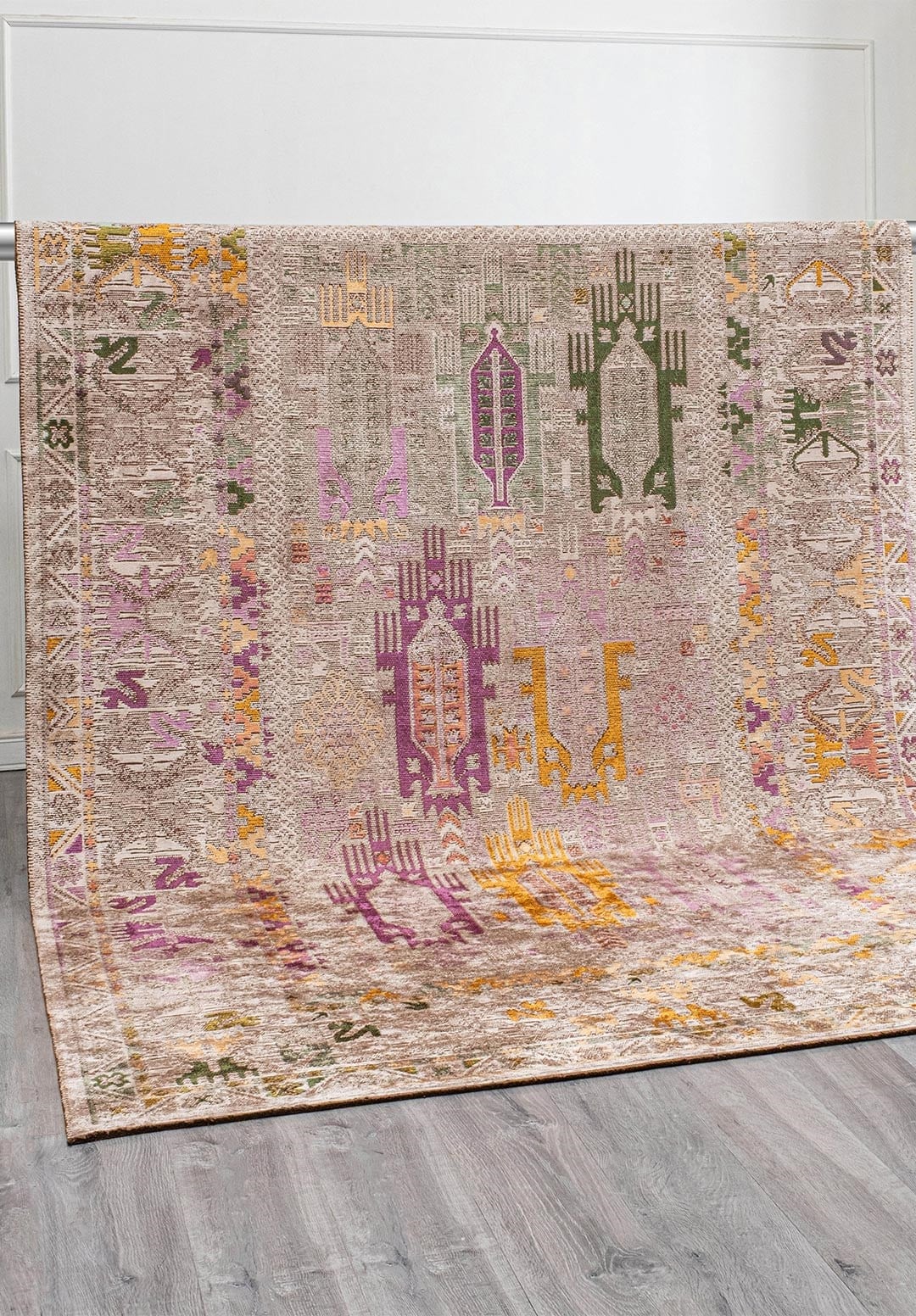 FOLK STONE - MUSTARD - FOREST GREEN - LIGHT CREAM - PURPLE - TURQUOISE RUG