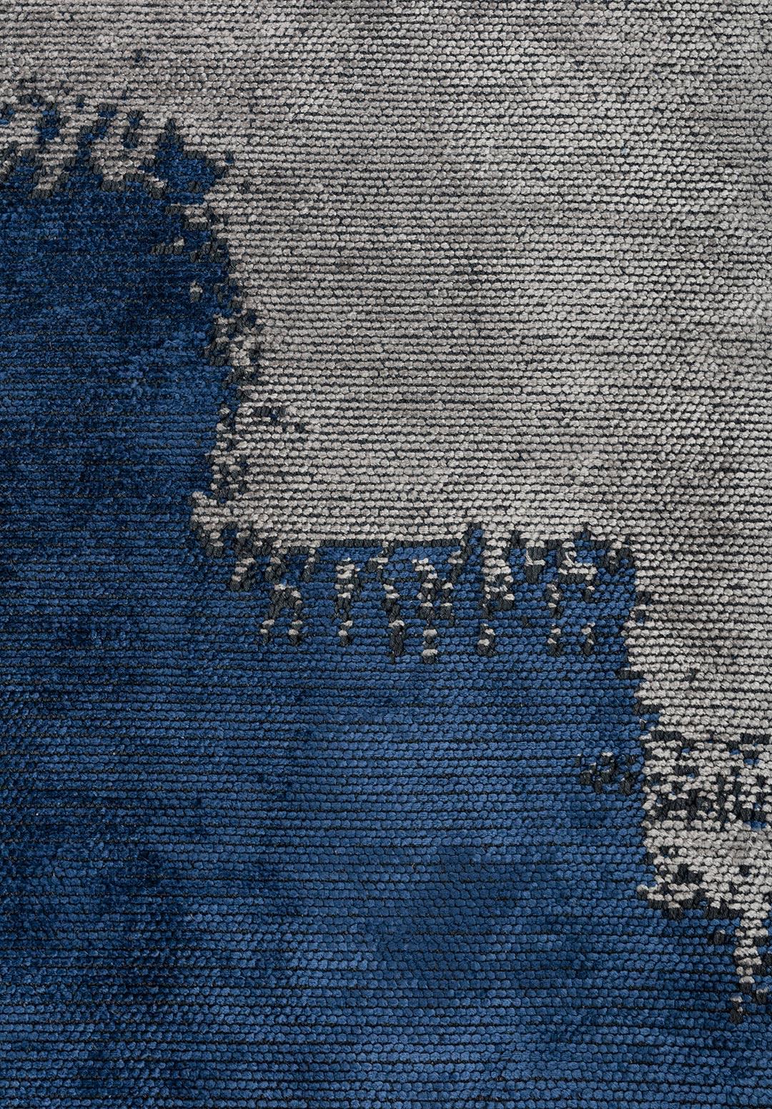 MALAGA NAVY BLUE - CHARCOAL - LIGHT GREY RUG
