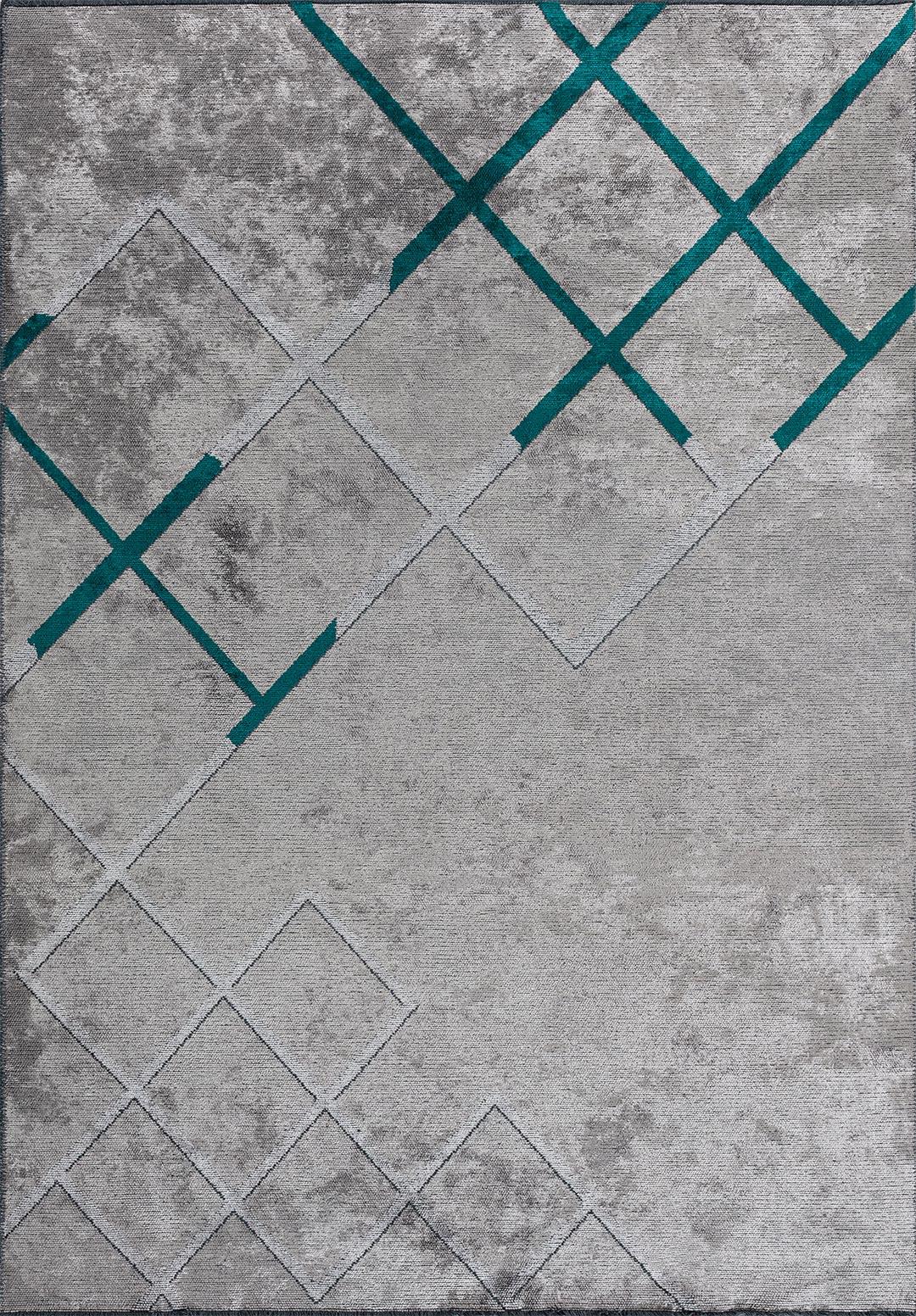 CORDOBA GREY - LIGHT GREY - DARK TURQUOISE RUG