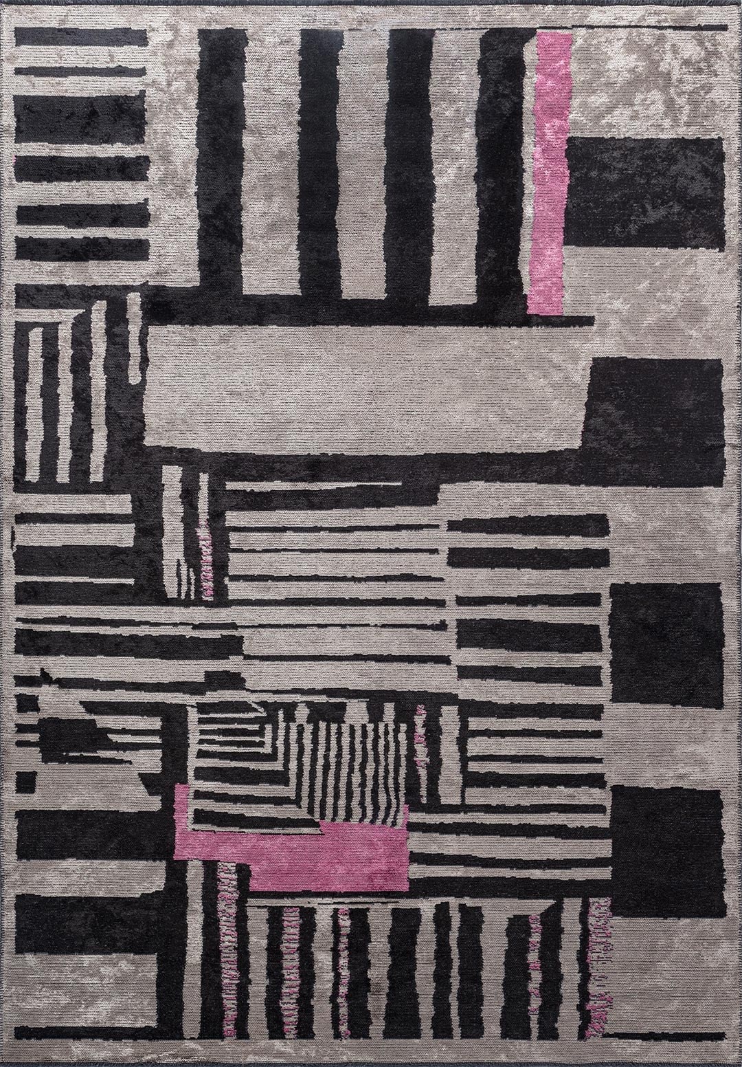 OXFORD BLACK - PINK - GREY RUG