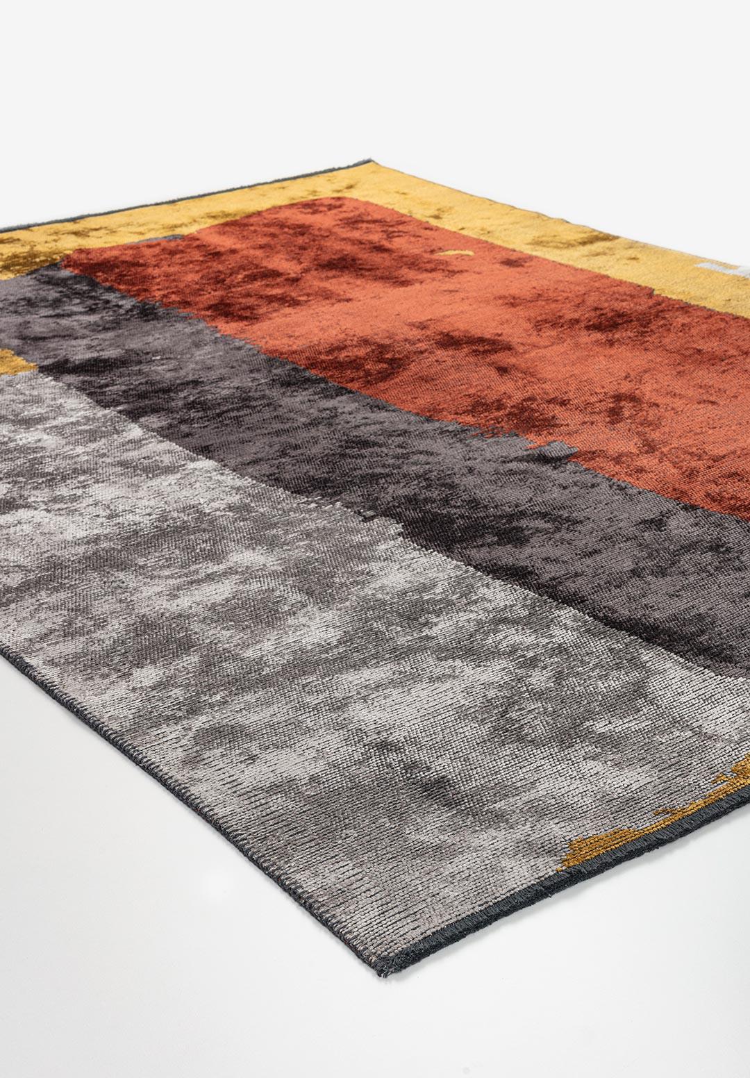 HAMBURG CHARCOAL - DARK TERRA - MUSTARD - LIGHT GREY RUG