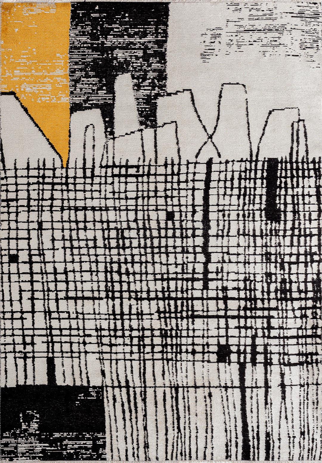 EDINBURGH BLACK - GOLD - ECRU RUG