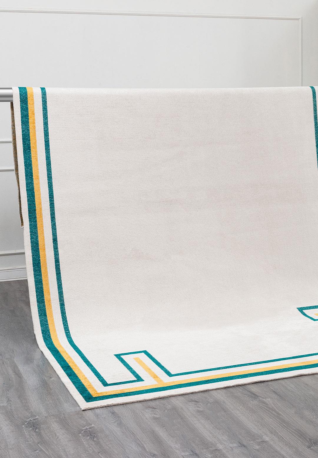 DRESDEN DARK TURQUOISE - GOLD - ECRU RUG