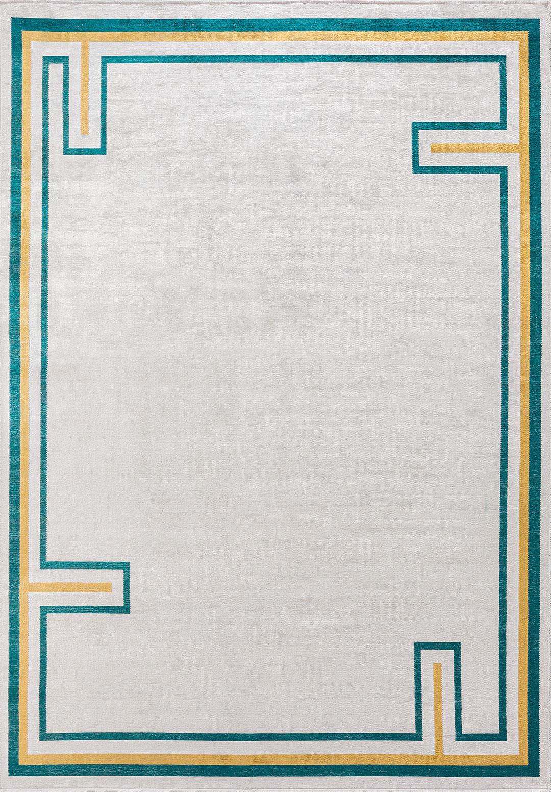 DRESDEN DARK TURQUOISE - GOLD - ECRU RUG