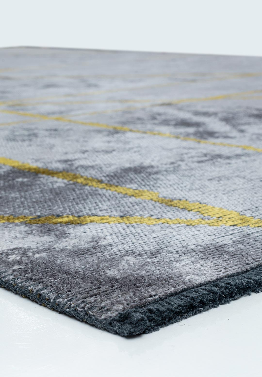 GRID LIGHT GREY - YELLOW RUG