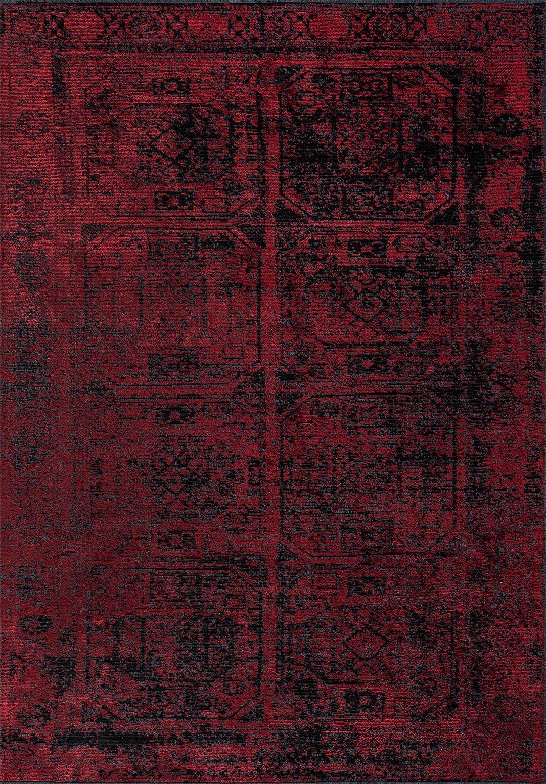 TILE BLACK - RED RUG