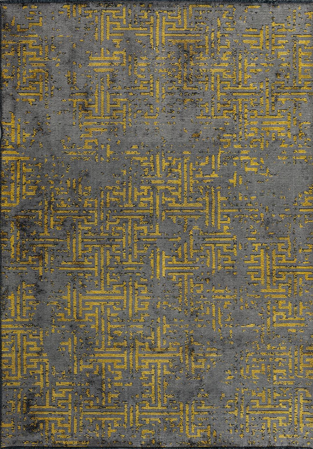 LABYRINTH GREY - YELLOW RUG