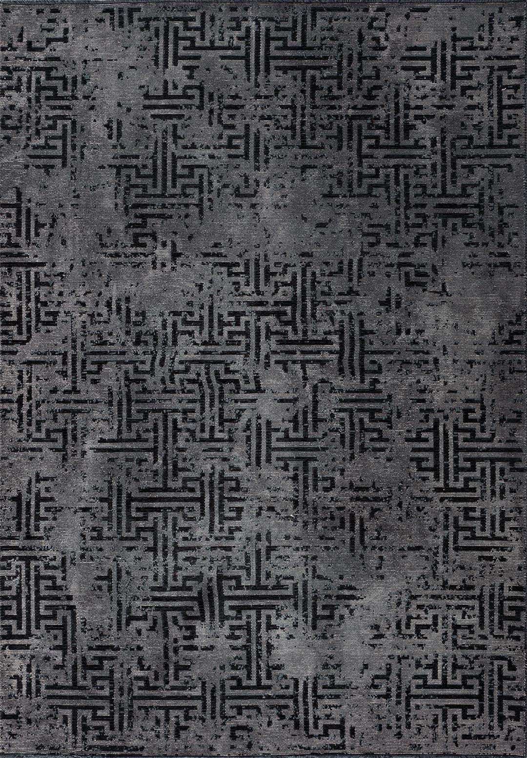 LABYRINTH GREY - BLACK RUG