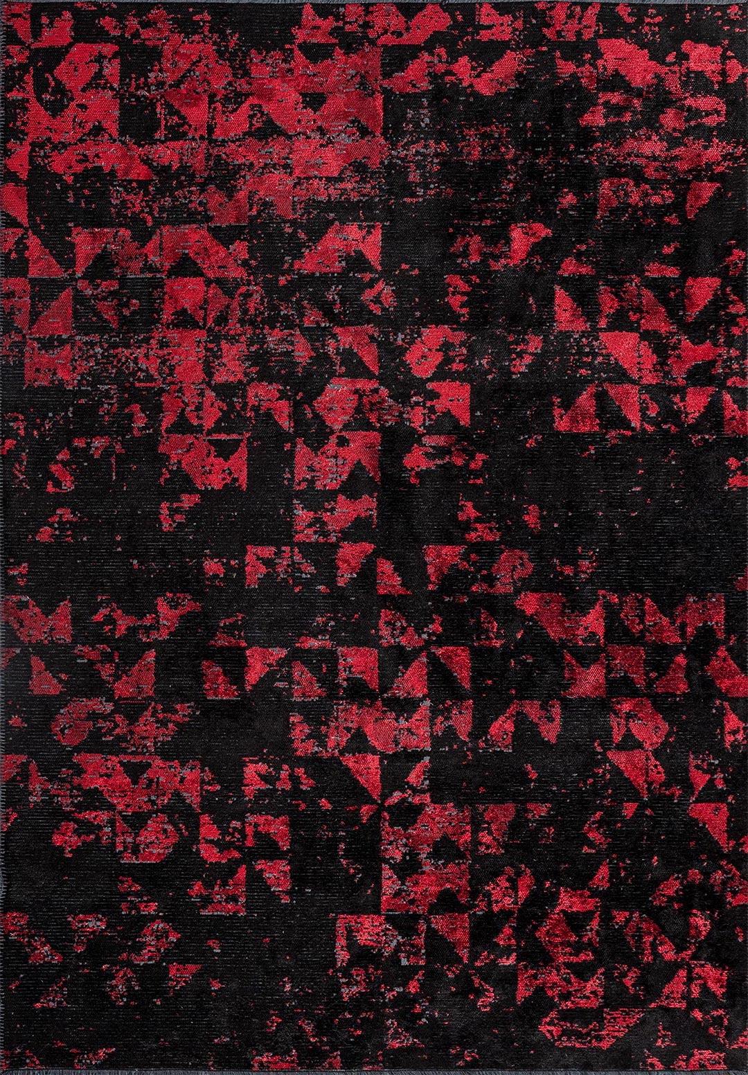 TRIANGLE BLACK - RED RUG
