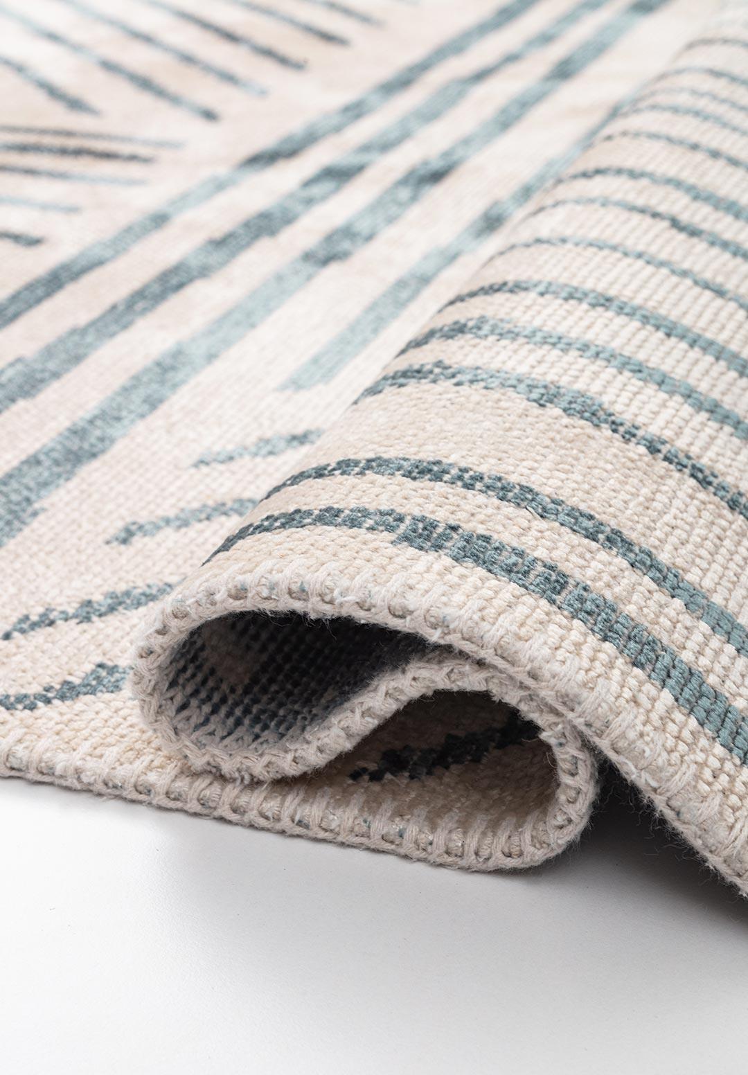 FIELD BLUE - ECRU RUG