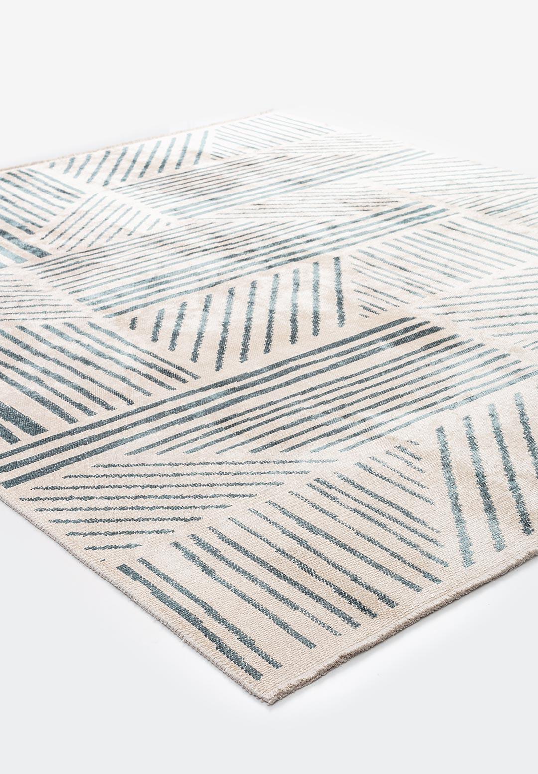 FIELD BLUE - ECRU RUG