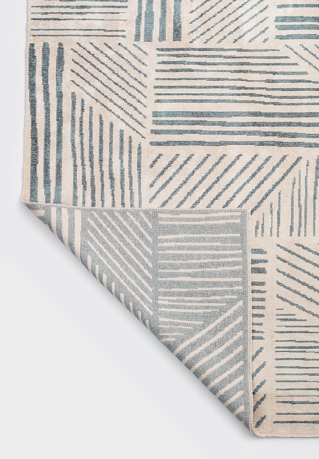 FIELD BLUE - ECRU RUG