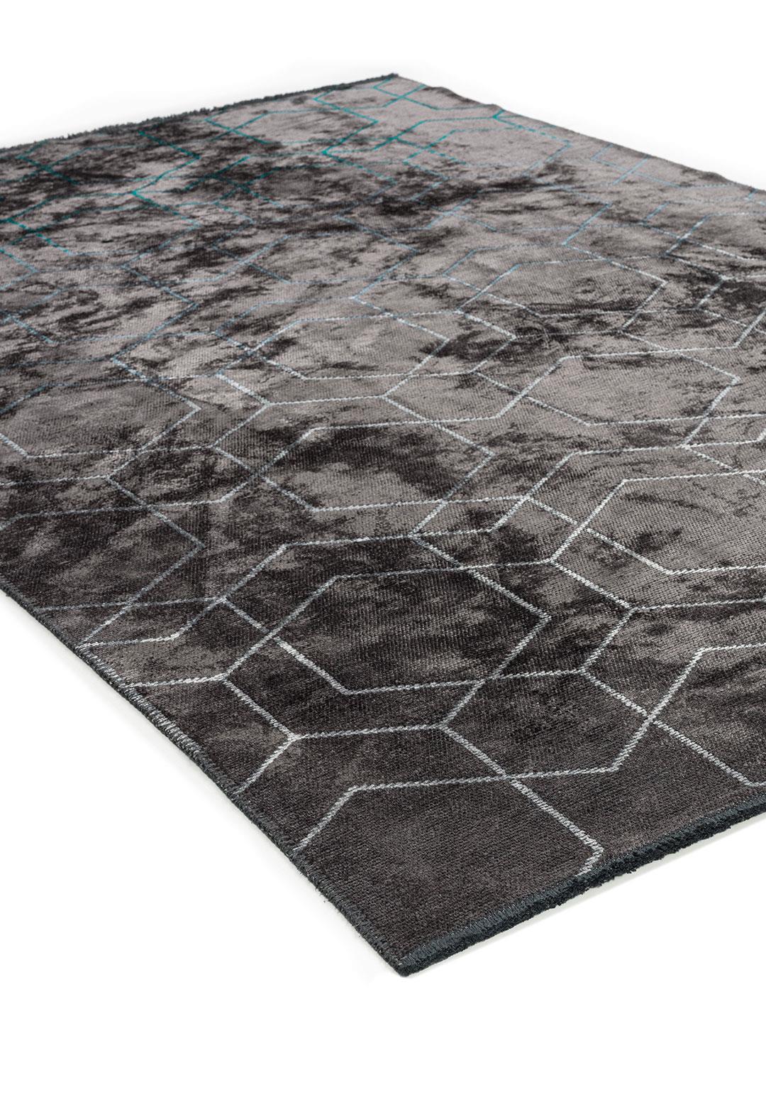 HONEYCOMB DARK TURQUOISE - PETROL - BLUE - ICE BLUE - CHARCOAL RUG