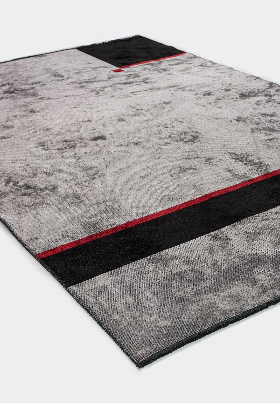 ZONE BLACK - RED - LIGHT GREY RUG